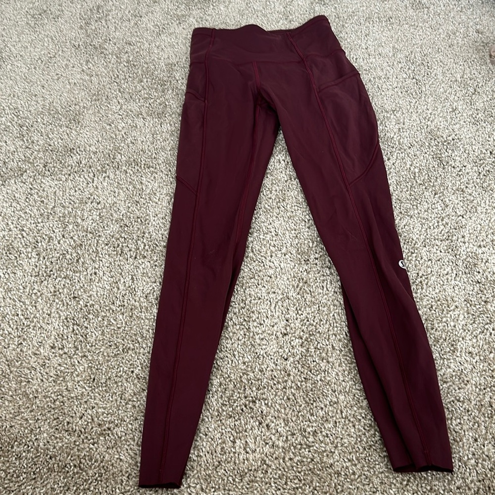 maroon lululemon leggings with pockets